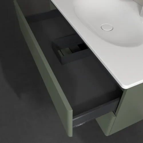 Picture of VILLEROY BOCH Antao Vanity unit, 2 pull-out compartments, 988 x 504 x 496 mm, Front with grain texture, Leaf Green Matt Lacquer #K05100HL