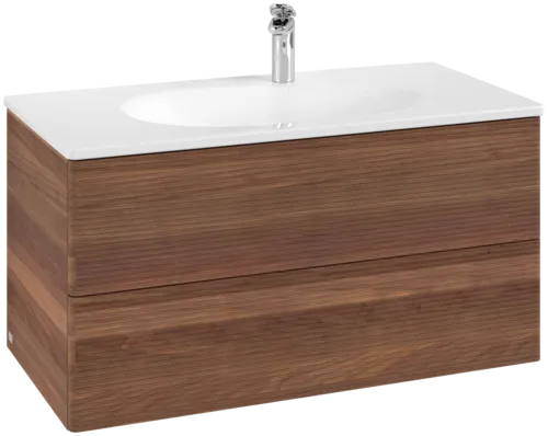 Obrázek VILLEROY BOCH Toaletní skříňka Antao, 2 výsuvy, 988 x 504 x 496 mm, texturovaná přední část, teplý ořech #K05100HM