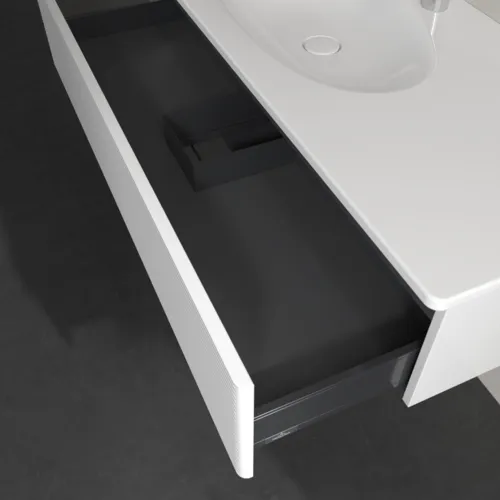 Obrázek VILLEROY BOCH Toaletní skříňka Antao, 1 zásuvka, 1188 x 256 x 493 mm, strukturovaná přední strana, lesklý bílý lak #K03100GF