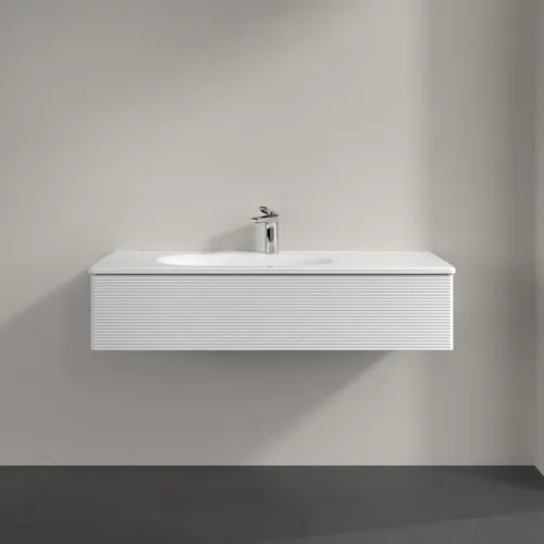 Obrázek VILLEROY BOCH Toaletní skříňka Antao, 1 zásuvka, 1188 x 256 x 493 mm, strukturovaná přední strana, lesklý bílý lak #K03100GF