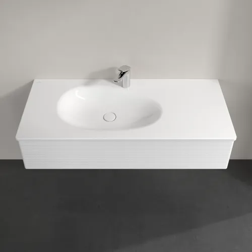 Obrázek VILLEROY BOCH Toaletní skříňka Antao, 1 zásuvka, 1188 x 256 x 493 mm, strukturovaná přední strana, lesklý bílý lak #K03100GF