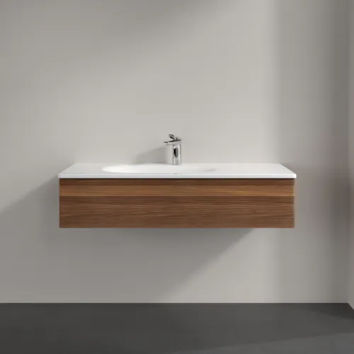 Bild von VILLEROY BOCH Antao Waschbeckenunterschrank, 1 Auszug, 1188 x 256 x 493 mm, Front mit Struktur, Warm Walnut #K03100HM