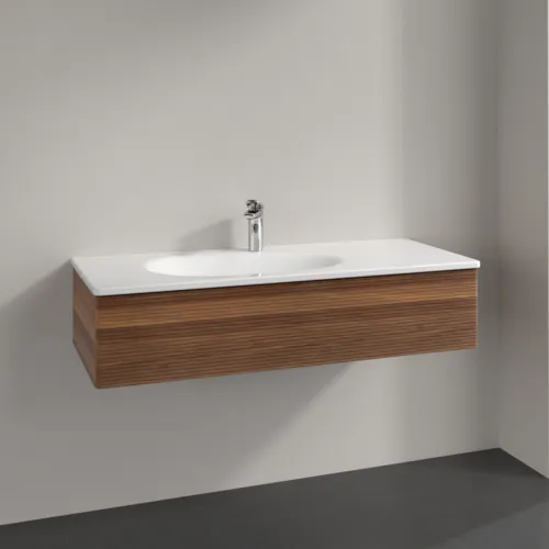 Bild von VILLEROY BOCH Antao Waschbeckenunterschrank, 1 Auszug, 1188 x 256 x 493 mm, Front mit Struktur, Warm Walnut #K03100HM