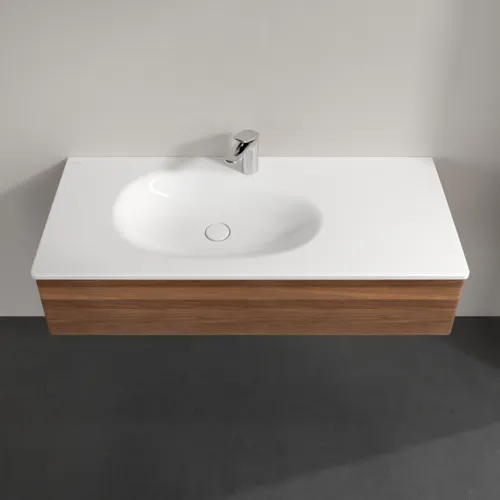 Bild von VILLEROY BOCH Antao Waschbeckenunterschrank, 1 Auszug, 1188 x 256 x 493 mm, Front mit Struktur, Warm Walnut #K03100HM