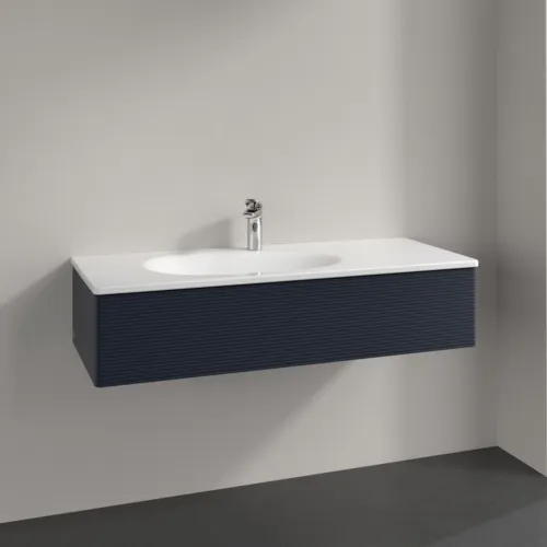 Obrázek VILLEROY BOCH Toaletní skříňka Antao, 1 zásuvka, 1188 x 256 x 493 mm, texturovaná přední část, matný lak Midnight Blue #K03100HG
