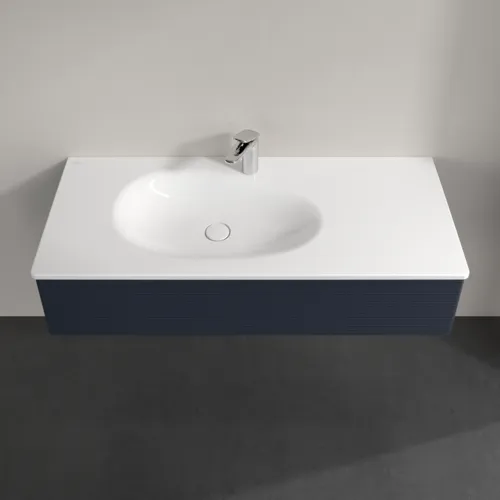 Obrázek VILLEROY BOCH Toaletní skříňka Antao, 1 zásuvka, 1188 x 256 x 493 mm, texturovaná přední část, matný lak Midnight Blue #K03100HG