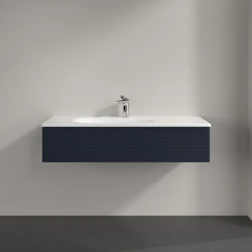Obrázek VILLEROY BOCH Toaletní skříňka Antao, 1 zásuvka, 1188 x 256 x 493 mm, texturovaná přední část, matný lak Midnight Blue #K03100HG