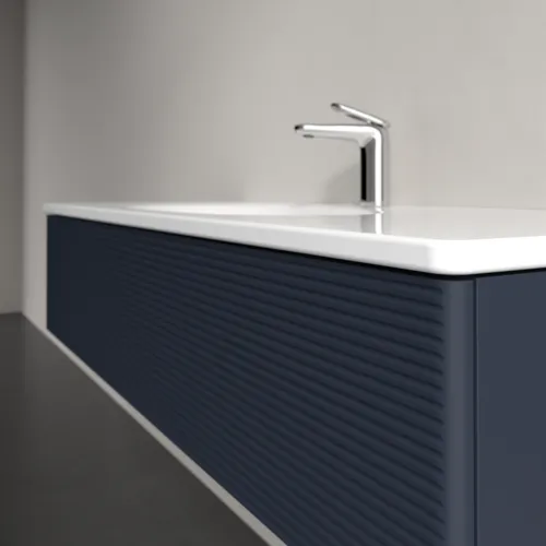 Obrázek VILLEROY BOCH Toaletní skříňka Antao, 1 zásuvka, 1188 x 256 x 493 mm, texturovaná přední část, matný lak Midnight Blue #K03100HG