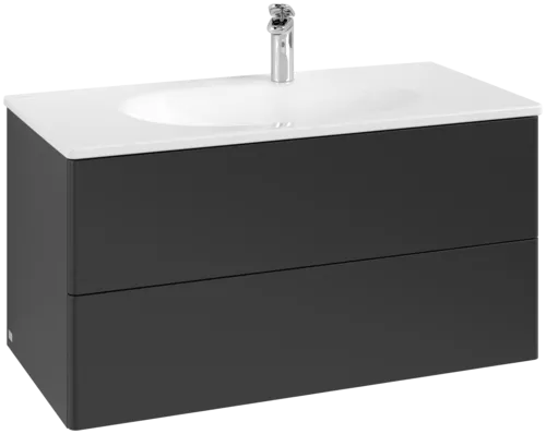 Bild von VILLEROY BOCH Antao Waschbeckenunterschrank, 2 Auszüge, 988 x 504 x 496 mm, Front ohne Struktur, Black Matt Lacquer #K05000PD