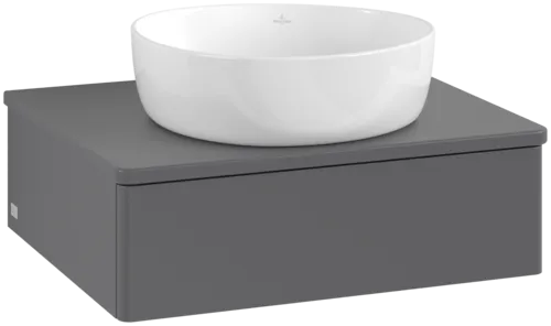 Bild von VILLEROY BOCH Antao Waschbeckenunterschrank, 1 Auszug, 600 x 190 x 500 mm, Front ohne Struktur, Anthracite Matt Lacquer / Anthracite Matt Lacquer #K07010GK