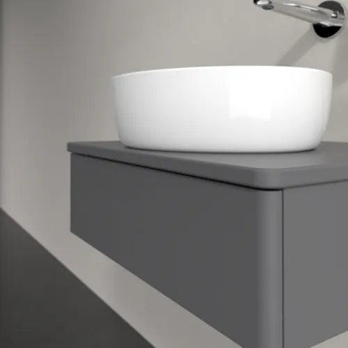 Bild von VILLEROY BOCH Antao Waschbeckenunterschrank, 1 Auszug, 600 x 190 x 500 mm, Front ohne Struktur, Anthracite Matt Lacquer / Anthracite Matt Lacquer #K07010GK
