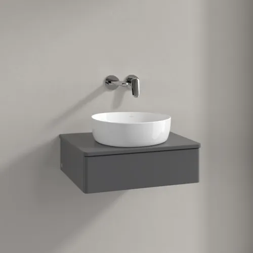 Bild von VILLEROY BOCH Antao Waschbeckenunterschrank, 1 Auszug, 600 x 190 x 500 mm, Front ohne Struktur, Anthracite Matt Lacquer / Anthracite Matt Lacquer #K07010GK
