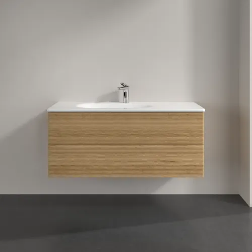 Bild von VILLEROY BOCH Antao Waschbeckenunterschrank, 2 Auszüge, 1188 x 504 x 493 mm, Front mit Struktur, Honey Oak #K06100HN