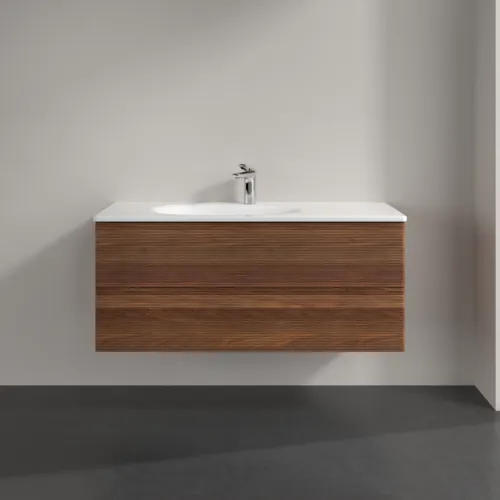 Picture of VILLEROY BOCH Antao Vanity unit, 2 pull-out compartments, 1188 x 504 x 493 mm, Front with grain texture, Warm Walnut #K06100HM