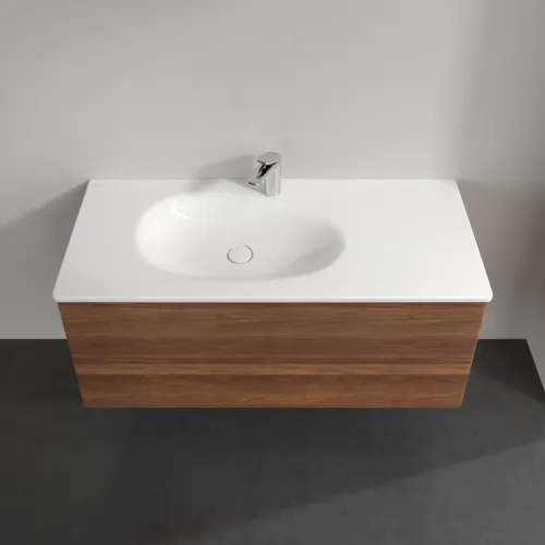 Picture of VILLEROY BOCH Antao Vanity unit, 2 pull-out compartments, 1188 x 504 x 493 mm, Front with grain texture, Warm Walnut #K06100HM