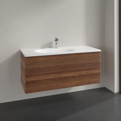 Picture of VILLEROY BOCH Antao Vanity unit, 2 pull-out compartments, 1188 x 504 x 493 mm, Front with grain texture, Warm Walnut #K06100HM
