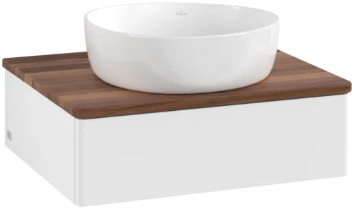Bild von VILLEROY BOCH Antao Waschbeckenunterschrank, 1 Auszug, 600 x 190 x 500 mm, Front ohne Struktur, White Matt Lacquer / Warm Walnut #K07012MT