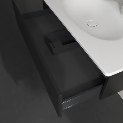 Bild von VILLEROY BOCH Antao Waschbeckenunterschrank, 1 Auszug, 988 x 256 x 493 mm, Front ohne Struktur, Black Matt Lacquer #K02000PD
