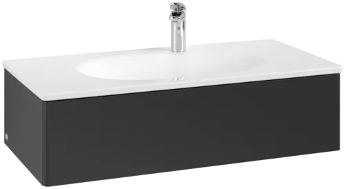Bild von VILLEROY BOCH Antao Waschbeckenunterschrank, 1 Auszug, 988 x 256 x 493 mm, Front ohne Struktur, Black Matt Lacquer #K02000PD