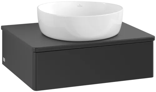 Bild von VILLEROY BOCH Antao Waschbeckenunterschrank, 1 Auszug, 600 x 190 x 500 mm, Front ohne Struktur, Black Matt Lacquer / Black Matt Lacquer #K07010PD