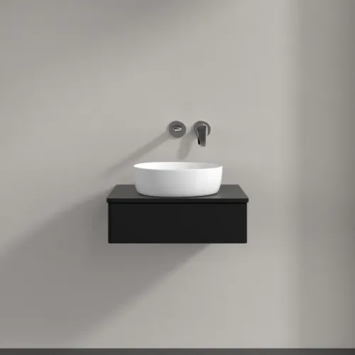 Obrázek VILLEROY BOCH Toaletní skříňka Antao, 1 zásuvka, 600 x 190 x 500 mm, přední strana bez konstrukce, černý matný lak / černý matný lak #K07010PD