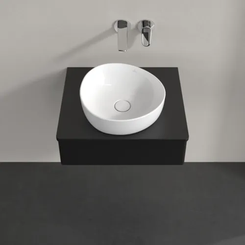 Obrázek VILLEROY BOCH Toaletní skříňka Antao, 1 zásuvka, 600 x 190 x 500 mm, přední strana bez konstrukce, černý matný lak / černý matný lak #K07010PD