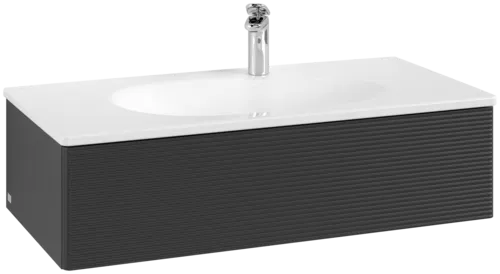 Bild von VILLEROY BOCH Antao Waschbeckenunterschrank, 1 Auszug, 988 x 256 x 493 mm, Front mit Struktur, Black Matt Lacquer #K02100PD
