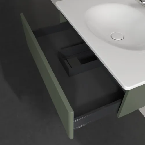 Obrázek VILLEROY BOCH Toaletní skříňka Antao, 1 zásuvka, 788 x 256 x 496 mm, texturovaná přední část, listově zelený matný lak #K01100HL