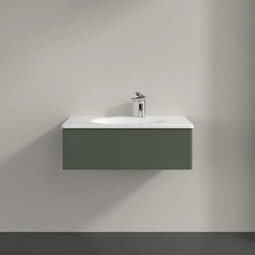 Obrázek VILLEROY BOCH Toaletní skříňka Antao, 1 zásuvka, 788 x 256 x 496 mm, texturovaná přední část, listově zelený matný lak #K01100HL