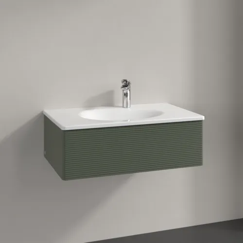 Obrázek VILLEROY BOCH Toaletní skříňka Antao, 1 zásuvka, 788 x 256 x 496 mm, texturovaná přední část, listově zelený matný lak #K01100HL