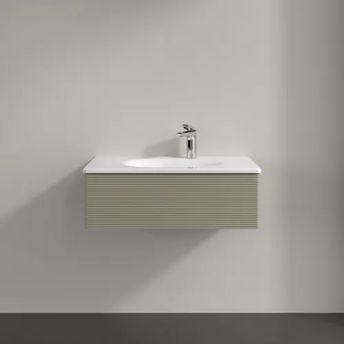 Picture of VILLEROY BOCH Antao Vanity unit, 1 pull-out compartment, 788 x 256 x 496 mm, Front with grain texture, Stone Grey Matt Lacquer #K01100HK