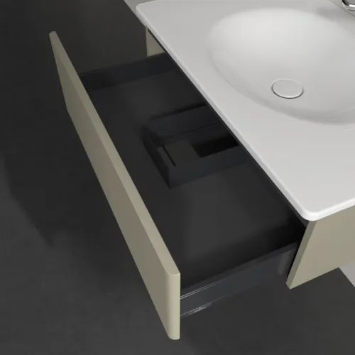 Picture of VILLEROY BOCH Antao Vanity unit, 1 pull-out compartment, 788 x 256 x 496 mm, Front with grain texture, Stone Grey Matt Lacquer #K01100HK