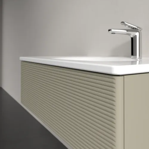 Picture of VILLEROY BOCH Antao Vanity unit, 1 pull-out compartment, 788 x 256 x 496 mm, Front with grain texture, Stone Grey Matt Lacquer #K01100HK