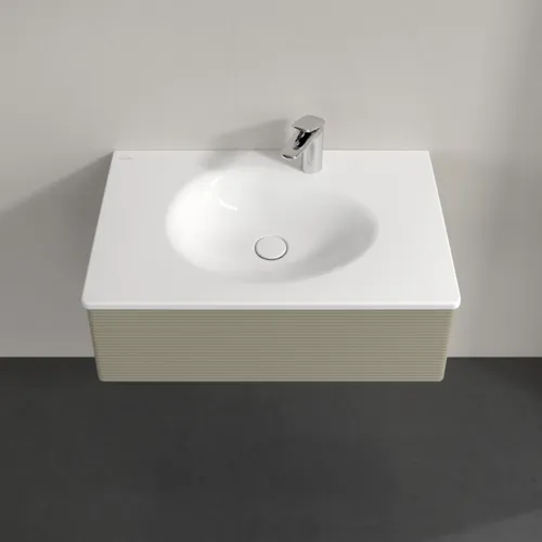 Picture of VILLEROY BOCH Antao Vanity unit, 1 pull-out compartment, 788 x 256 x 496 mm, Front with grain texture, Stone Grey Matt Lacquer #K01100HK