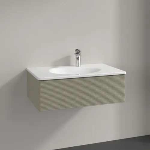 Picture of VILLEROY BOCH Antao Vanity unit, 1 pull-out compartment, 788 x 256 x 496 mm, Front with grain texture, Stone Grey Matt Lacquer #K01100HK