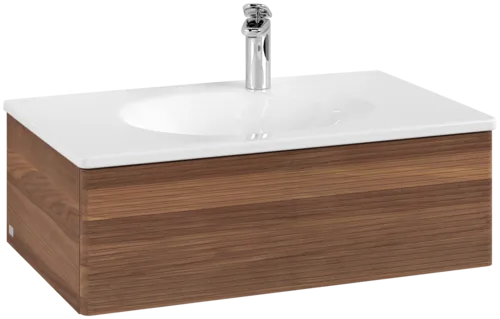 Bild von VILLEROY BOCH Antao Waschbeckenunterschrank, 1 Auszug, 788 x 256 x 496 mm, Front mit Struktur, Warm Walnut #K01100HM