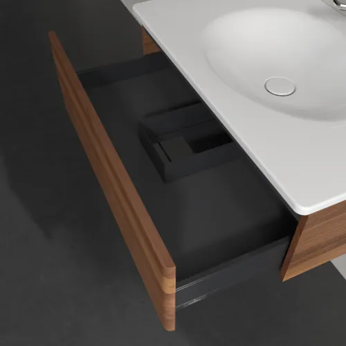 Picture of VILLEROY BOCH Antao Vanity unit, 1 pull-out compartment, 788 x 256 x 496 mm, Front with grain texture, Warm Walnut #K01100HM