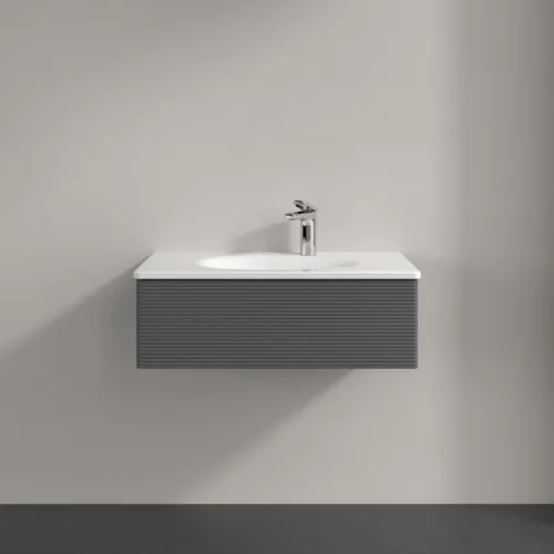 Obrázek VILLEROY BOCH Toaletní skříňka Antao, 1 zásuvka, 788 x 256 x 496 mm, strukturovaná přední část, antracitový matný lak #K01100GK