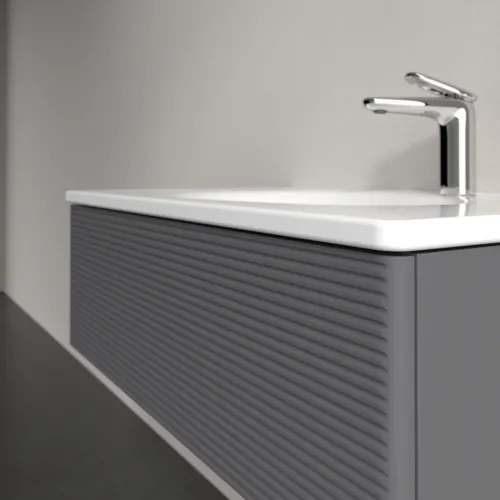 Obrázek VILLEROY BOCH Toaletní skříňka Antao, 1 zásuvka, 788 x 256 x 496 mm, strukturovaná přední část, antracitový matný lak #K01100GK