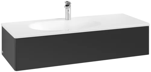 Bild von VILLEROY BOCH Antao Waschbeckenunterschrank, 1 Auszug, 1188 x 256 x 493 mm, Front ohne Struktur, Black Matt Lacquer #K03000PD