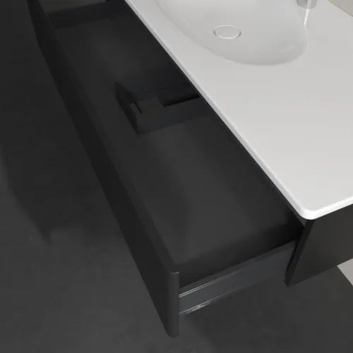 Picture of VILLEROY BOCH Antao Vanity unit, 1 pull-out compartment, 1188 x 256 x 493 mm, Front without structure, Black Matt Lacquer #K03000PD