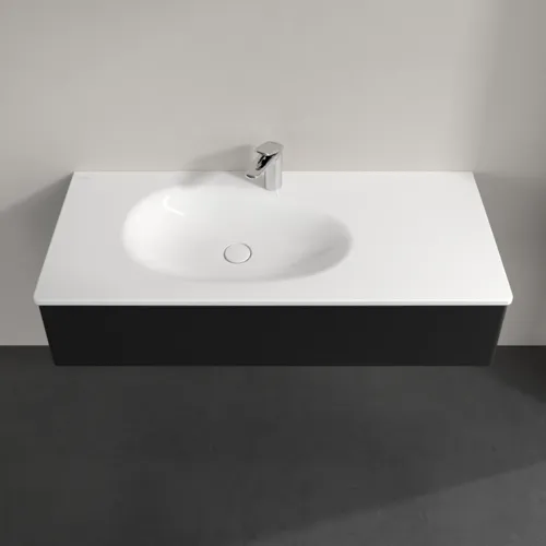 Picture of VILLEROY BOCH Antao Vanity unit, 1 pull-out compartment, 1188 x 256 x 493 mm, Front without structure, Black Matt Lacquer #K03000PD