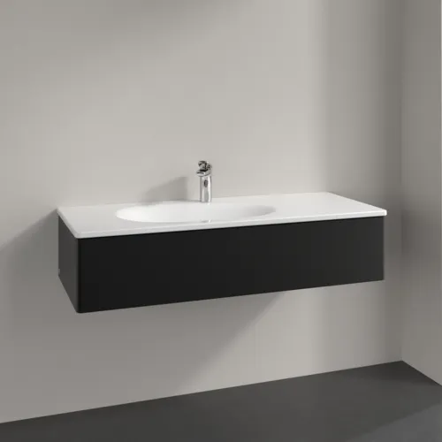 Picture of VILLEROY BOCH Antao Vanity unit, 1 pull-out compartment, 1188 x 256 x 493 mm, Front without structure, Black Matt Lacquer #K03000PD