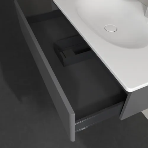 Obrázek VILLEROY BOCH Toaletní skříňka Antao, 1 zásuvka, 988 x 256 x 493 mm, přední strana bez konstrukce, antracitový matný lak #K02000GK
