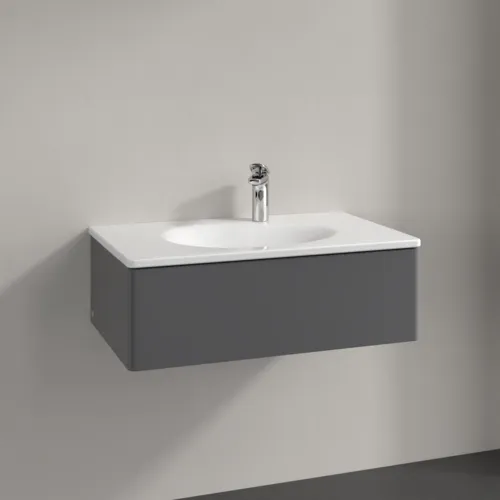 Bild von VILLEROY BOCH Antao Waschbeckenunterschrank, 1 Auszug, 788 x 256 x 496 mm, Front ohne Struktur, Anthracite Matt Lacquer #K01000GK