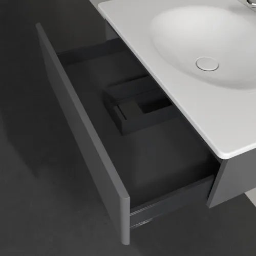 Bild von VILLEROY BOCH Antao Waschbeckenunterschrank, 1 Auszug, 788 x 256 x 496 mm, Front ohne Struktur, Anthracite Matt Lacquer #K01000GK