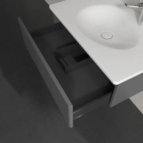 Bild von VILLEROY BOCH Antao Waschbeckenunterschrank, 1 Auszug, 788 x 256 x 496 mm, Front ohne Struktur, Anthracite Matt Lacquer #K01000GK