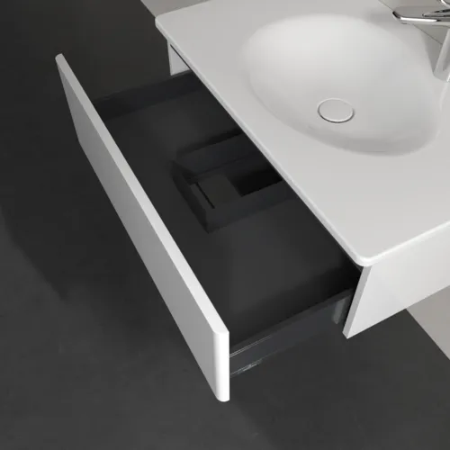 Obrázek VILLEROY BOCH Toaletní skříňka Antao, 1 zásuvka, 788 x 256 x 496 mm, přední strana bez konstrukce, lesklý bílý lak #K01000GF
