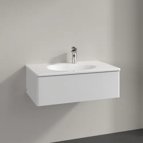 Obrázek VILLEROY BOCH Toaletní skříňka Antao, 1 zásuvka, 788 x 256 x 496 mm, přední strana bez konstrukce, lesklý bílý lak #K01000GF