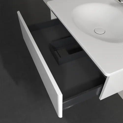 Obrázek VILLEROY BOCH Toaletní skříňka Antao, 1 zásuvka, 788 x 256 x 496 mm, přední strana bez konstrukce, lesklý bílý lak #K01000GF